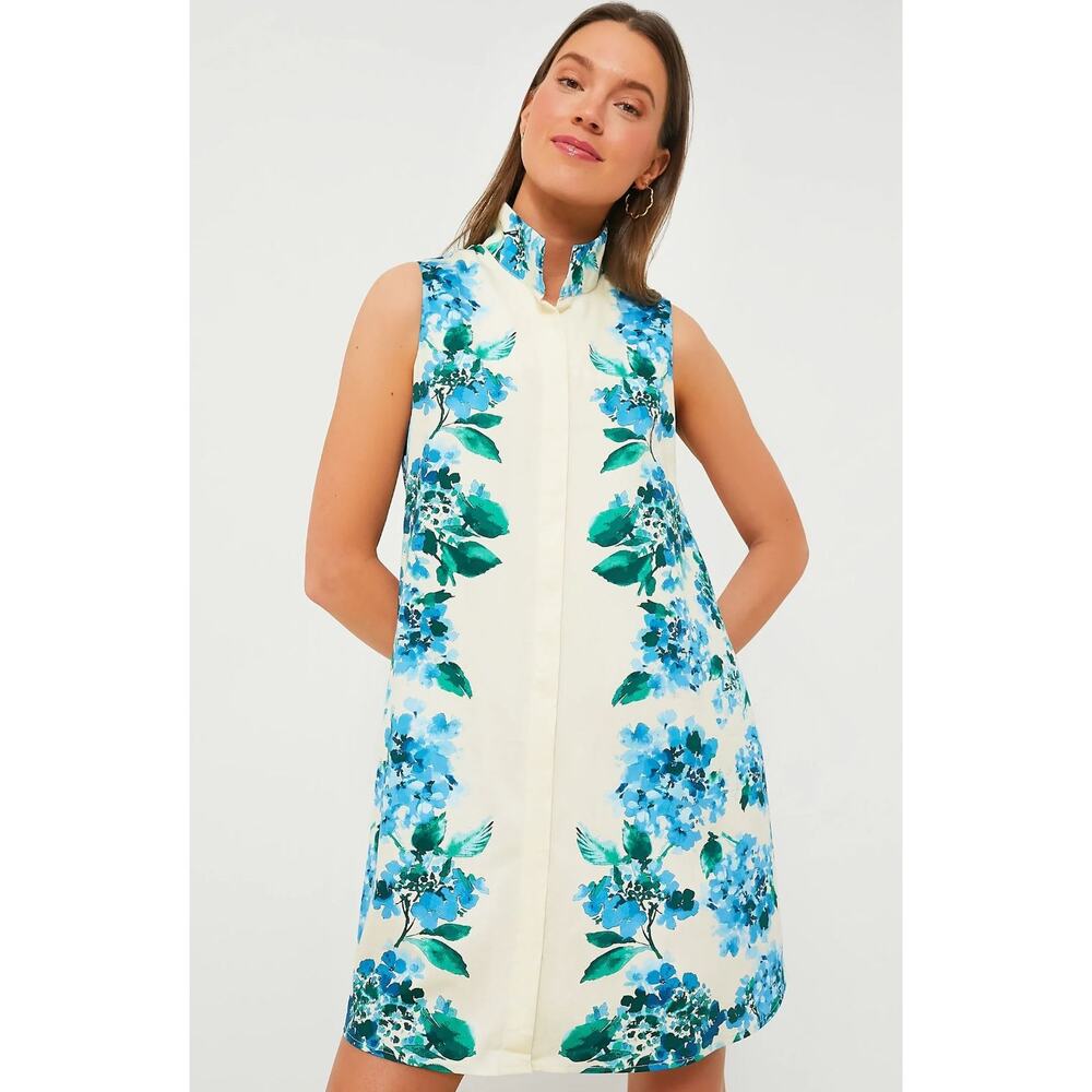 Tuckernuck Sleeveless Charlie Dress Medium Waters Edge Hydrangea Floral Collared - Picture 12 of 12